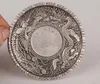 Kinesisk vintage handgjorda snidningsdrake phoenix platta silver koppar samling3387664