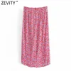 ZEVITY Kadın Tatlı Çiçek Baskı Ilmek Sarong Etek Faldas Mujer Kadın Chic Plise Split Vestido Geri Fermuar Ince Etekler QUN778 210621