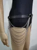 Black Leather Chain Belt Goth Sexy Body Belly Chains Skirt Punk Style Strap Waist Thigh Harness Dance Jewelry