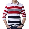 Camicia da polo da uomo con collo classico da uomo con bottoni a contrasto di marca Camicia a righe rosse a maniche lunghe con maniche lunghe da uomo casual 210518