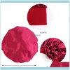 Beanie/Skl Hats Caps Hats, Scarves & Gloves Fashion Aessories Extra Large Solid Satin Bonnet With Wide Stretch Big Flower Decor Hair Care Wo