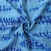 Johnature Women Tie Dye Blue Dress Chinese Style Summer Cheongsam Summer Stand Short Sleeve Cotton Linen Button Dresses 210521