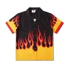 Vêtements pour hommes Mode Vintage Flame Print Maglia Chemises à manches courtes Été Casual Hawaiian Beach Viking Man Shirt 210721