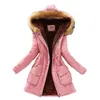 ファッションパーカーコート女性プラスサイズ長袖厚い暖かい服秋冬16色フード付きコットンジャケットJD598 210918