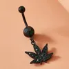 Sexig lönnlövsform Kristall navelringar Zirkon Drop Dangle Body Belly Piercing Smycken För Kvinnor Beach Belly Navel Ring