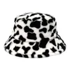 Hiver vache léopard fausse fourrure moelleux seau chapeaux femmes en plein air chaud soleil chapeau doux velours fourrure pêcheur casquette dame mode Panama