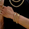 Złoto plisowane miami pulseras de oro stal stalowy łańcuch kubańska biżuter