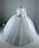 Perle Perline Ball Gown Flower Girls Abiti Sexy Fur Square Puffy Tulle Ruffles Abiti formali per bambini Abiti da festa di compleanno per matrimoni