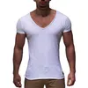 Erkek T-Shirt Derin V Boyun Kısa Kollu Erkekler T Gömlek Erkek Slim Fit T-shirt Sıska Rahat Yaz Hip Hop Tişört Katı Üst Tee Giyim