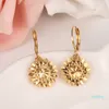 Pendientes Collar Dubai Etíope Conjunto Joyería Colgante Pendiente Chica Real 18 K Amarillo Sólido Oro Fino GF Flor Europa Conjuntos Nupciales