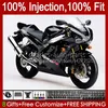 Injektionsformmissioner för Kawasaki Ninja ZX-6R ZX-636 ZX 6R 600 CC 6 R ZX636 03-04 karossning 8NO.30 Lager Svart ZX 636 600CC ZX6R 03 04 ZX600C ZX600 2003 2004 OEM Bodys