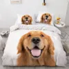 3D Pościel Zestawy Biały Duvet Kołdra Kołdra Set Comforter Pościel Pościel Poszewka Królowa Królowa 140 * 210 cm Rozmiar Psy Zwierzęta Pies 210319