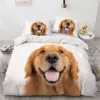 3d sängkläder uppsättningar vit duvet quilt cover set conterter säng linne örngott kung drottning 140 * 210cm storlek hundar husdjur hund 210319