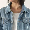 Frauen Basic Mäntel Frühling Herbst Frauen Denim Jacke Vintage Lange Hülse Lose Weibliche Jeans Mantel Casual Mädchen Outwear 210426