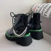 Vit Stövlar 2021 Punk Lace Up Chunky Designer Platform Skor Goth Fall Lacke Läder Kvinnor Laarzen Dames