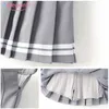 Aelegantmis Sweet Pleated Skirt Women Preppy Style Mini High Waist Girls Vintage Black White Cute School Uniforms s 210607