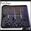 4 Uds 7 pulgadas dragón púrpura inoxidable peluquería para Mascotas tijeras de corte adelgazamiento Groomingfordog mascotas 2F6Rs pelo Qccj0