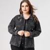 Primavera Plus Size jaqueta denim mulher senhoras moda jean casacos e jaquetas