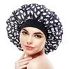 Moda Büyük Boy Çift Katmanlı Gece Şapka Kafa Kapak Saten Bonnet Kıvırcık Saç Bakımı Kadın Güzellik Bakım Geniş Bant Uyku Kap
