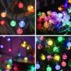 30 LED Solar Powered String Light Multicolor Crystal Ball Fairy Lights Utomhus Trädgård Landskapslampa Dekoration Julljus 211018