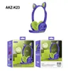 AKZ-K23 آذان القط سماعة بلوتوث متعة سماعات الألعاب مع ميكروفون MP3 ستيريو الموسيقى الضوضاء التخليص سماعات