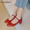 SOPHITINA Spring Autumn Women's Shoes Mary Jane Classics Cute Round Toe Shoes TPR One-line Buckle Comfortable Female Pumps AO602 210513