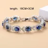 Mulheres Acessórios Do Casamento Prata Cor Azul CZ Jóias Conjuntos Dangle Brincos Colar e Anel para Mulheres Bridal Sets H1022