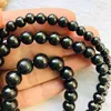 Cuentas de azabache negras 100% naturales, cuentas de piedras preciosas sueltas de cristal de carbón, forma redonda de grado A 4 mm 6 mm 8 mm 10 mm 12 mm, 1 hebra de 15 "