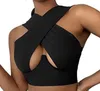 Kvinnors criss Cross Tank Tops Sexig ￤rml￶s fast f￤rgutsk￤rning Front Crop Top Party Club Streetwear Summer Lady Bustier Camis