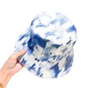 classique Seau Chapeau Monogrammes Aquarelle Bleu Coton Argenté Pêcheur Cap pour femmes Stingy Brim Chapeaux hommes Plat Imprimé Double C283R