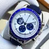 42mm Miyota Quratz Chronograph Mens Watch 310.32.42.50.02.001 Blå keramisk Bezel White Dial Nylone Strap Stopwatch Puretime I11A1