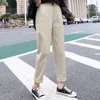 Бежевые высокие талии повседневные брюки женские свободные весенние осенние женские корейские тонкие брюки гарема плюс размер девять брюк 3xL 210522