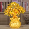 High-end Golden Crystal Lucky Treasure Tree Auspicious Ful Wealth Home Office Decoration Statue Opening Gift 211108