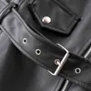 Jesień Moda Kobiety Z Pasem Długie Skórzane Kurtki Zamki Zippers Nit Kobiet Kieszenie PU Kurtka Płaszcze Chic Outerwear 210520