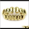 Grillz, Dental Body Drop Lieferung 2021 Grillz Zähne Set Hohe Qualität Herren Hip Hop Schmuck Echt Gold Überzogene Grills Trlr5