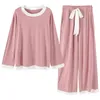 Annonce Printemps Sleep Lounge Pajama Top Top + Pantalon Femme Home Wear Set Loisirs Pyjamas Coton Kearwear Women 211215