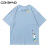 T-Shirts Streetwear Harajuku planète dessin animé astronaute t-shirts décontracté été coton lâche mode hommes t-shirts hauts 210602