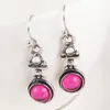 Boucles d'oreilles Vintage en pierre de lune rose pour femmes, bijoux tendance à la mode