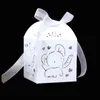 50 pcs Elefante laser corte casamento favores caixa de presente DIY Caixas de doces ocos com fita bebê festa de noivado decoração de festa de casamento 211108
