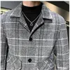 Herr ull blandningar 2022 kläder vinterjacka män högkvalitativ kappa smal fit casual lös kort rutig för S-3xl vio22