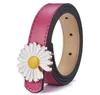 Designer Kids Flower Belts Fashion Baby Boys Girls Daisy Metal Smooth Buckle Pants Waist Strap Classic Barn PU Brev Maistband B155