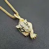 Men's Luxury Necklace, Inlaid with Austrian Rhinestone Gold, Tiger Animal Pendant, Party Jewelry