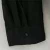 Chemise longue noire surdimensionnée pour femmes, col boutonné, manches longues, chemisier décontracté, tunique de grande taille 210519