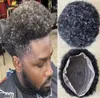 Afroamericano Afro Hair Full Lace Toupee Color negro Unidad masculina 12A Gade Indian Human Hairpieces Reemplazo para hombres Express Del2678