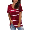 Женщины негабаритные футболки с короткими рукавами летние полосатые печатные карманные свободные вершины повседневные женские плюс размер хлопчатобумажные футболки S-5XL 210522