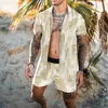 Новый мужской костюм Hawaii Printing 2021 лето с короткими рукавами рубашка футболка пляжные шорты улица вскользь мужчина носить 2 шт. X0610