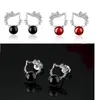 Estudo adoráveis ​​brincos de cristal para mulheres meninas Silver Red Earings Brincos Charm Jóias Crianças Presentes E131-5