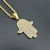 Men's Women's Necklace Hamsa Hand of Fatima Pendant & Chain Gold Color Stainless Steel Palm Necklaces Turkish Jewelry