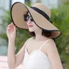 Chapeaux de soleil en paille pliables à large bord pour filles, chapeau d'été de plage pour femmes, protection UV, casquette de voyage pour femmes