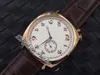 KKF Historiques American 1921 A4400 Manuell slingrande herrklocka 82035 / 000R-9359 Rose Gold Silver Ring Champagne Nummers Markörer Brown Leather Strap Klockor Puretime E5